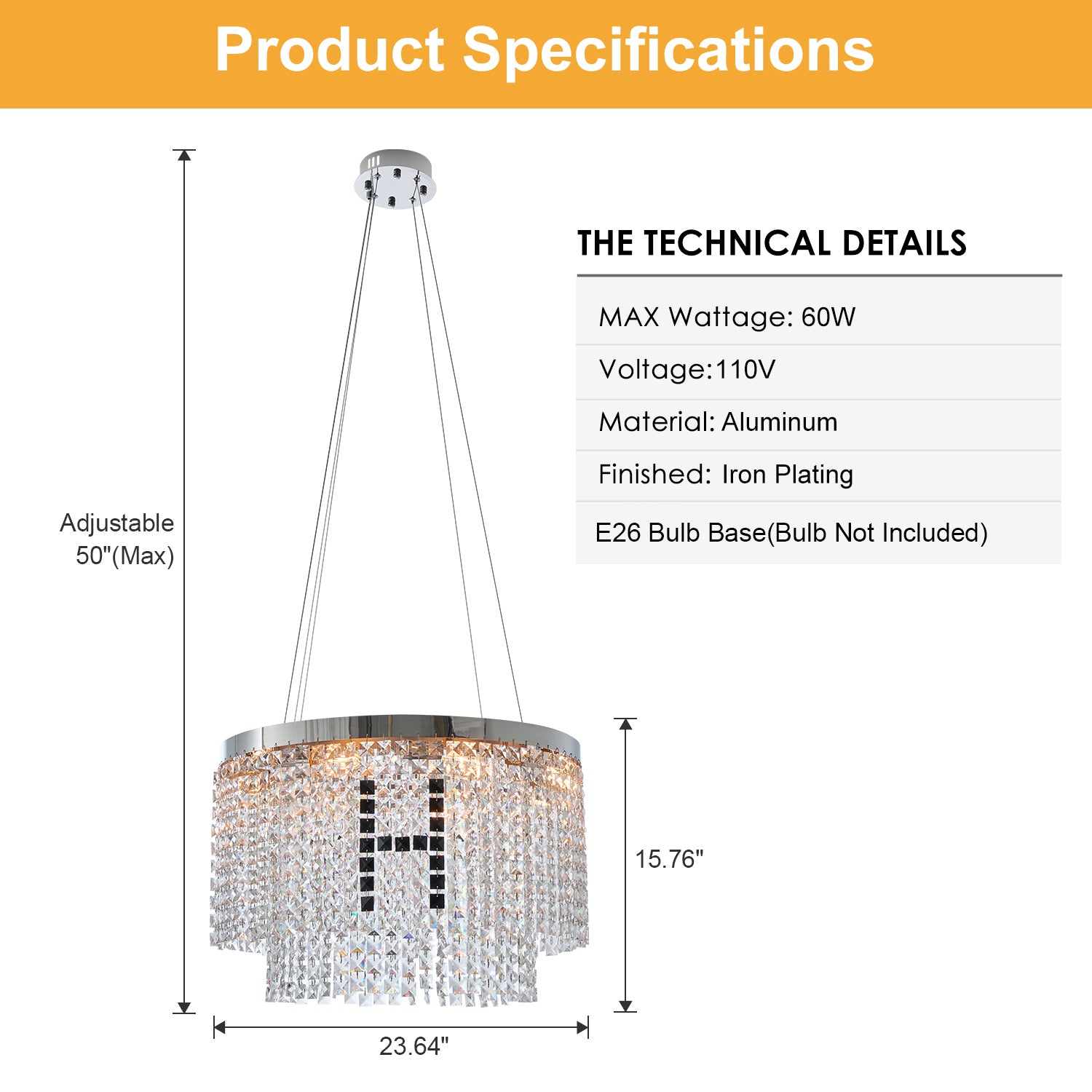 Modern Crystal Chandelier Round Crystal Lamp Luxury Home Decor Light Fixture