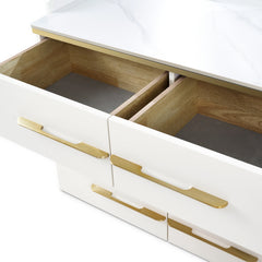 Modern Elegant 6-Drawer Dressing Table Set - Cream