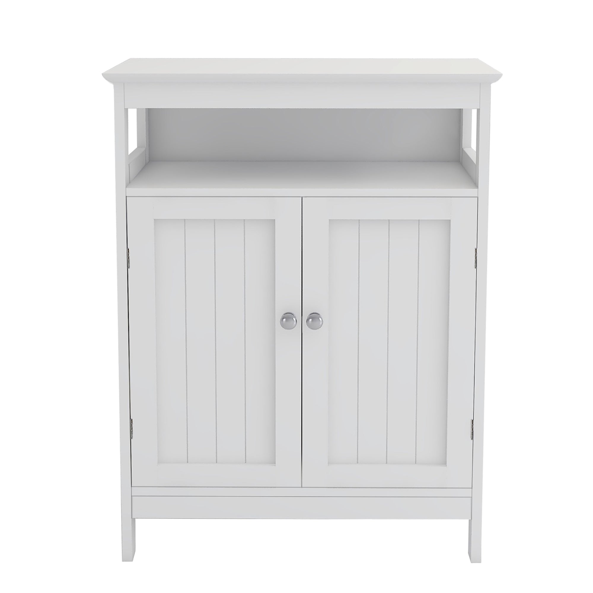 Bathroom Standing Storage with Double Shutter Doors Cabinet - White