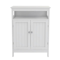 Bathroom Standing Storage with Double Shutter Doors Cabinet - White