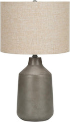 24"H Table Lamp, Grey Concrete, Beige Shade, Contemporary