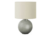 19"H Table Lamp, Grey Resin, Ivory / Cream Shade, Modern