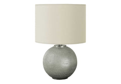 19"H Table Lamp, Grey Resin, Ivory / Cream Shade, Modern
