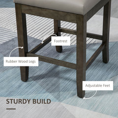Set of 2 Counter Height Bar Stool PU Leather Kitchen Stool - Grey