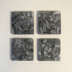 Black Grey Mosaic Marble Coasters Set of 4