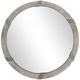 30.75' Wood Wall Mirror, Farmhouse Decorative e Round Mirror for Wall Decor in Living Room, Bedroom, Natural Wood Color