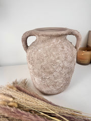 Rustic Minimalist Textured Hand-painted 10.5" tall - Beige washed