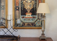 Slant Empire Hardback Lampshade with Bulb Clip - Beige