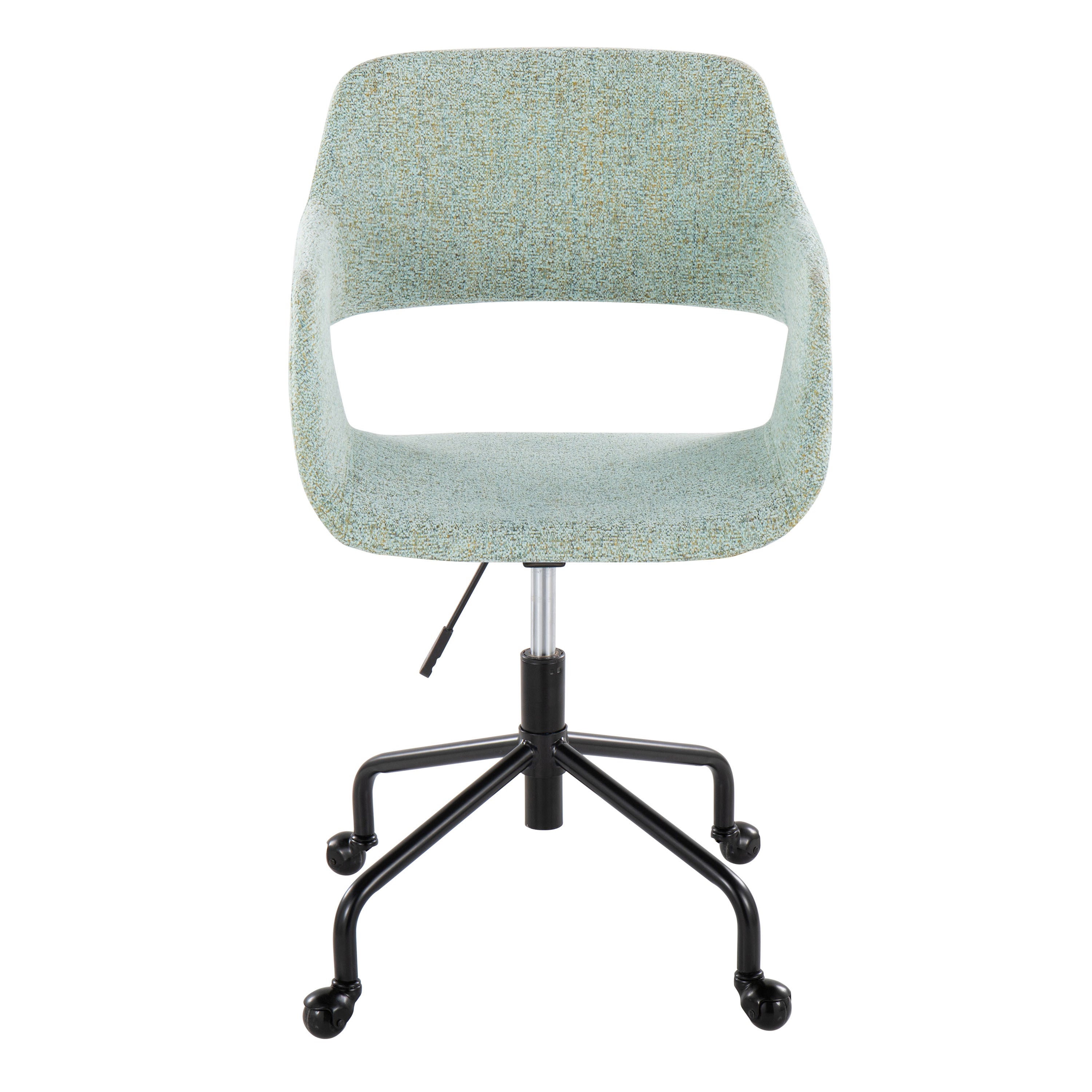 Contemporary Adjustable Office Chair - Black Metal and Light Green