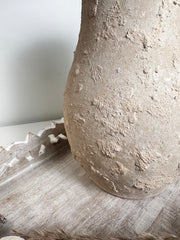 Rustic Hand-painted Ceramic Decorative Vase 10" - Light Beige wash