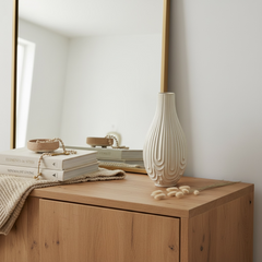 Contemporary Ceramic Ribbed Arc Vase 14"- White