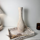 Minimalist Textured Hand-painted Wood Decorative Vase 18" tall - Cream wash