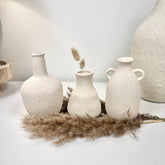 Set of 3 minimalist vases - hand painted and textured - off white
