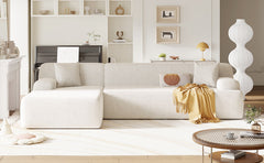Modern Large L-Shape Modular Sectional Sofa 2 Piece Free Combination Simplified Style - Beige