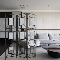 3 Panel Decorative Screen with Photo Frames - Antique Mirror, Candle Stick