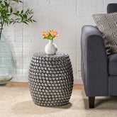Barrel Shape Metallic Colors Side Table - Nickel Iron