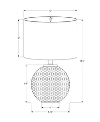 19"H Table Lamp, Grey Resin, Ivory / Cream Shade, Modern