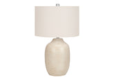 Table Lamp 26"H, Cream Ceramic, Ivory / Cream Shade, Contemporary