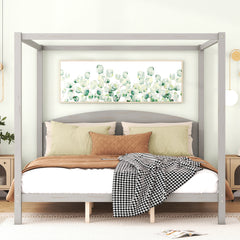 King Size Platform Bed with Headboard and Support Legs - Grey Wash