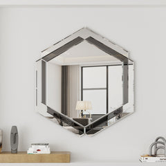 Wall-Mounted Silver Decorative Round Mirror 28x31.5"