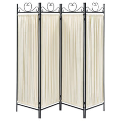 Beige and Black 4-panel Folding Screen