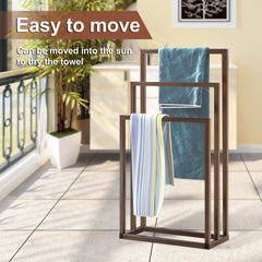 Metal Freestanding Towel Rack 3 Tiers Hand Towel Holder - Brown