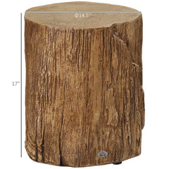 Decorative Side Table with Round Tabletop, Concrete with Wood Grain Finish, for Indoors and Outdoors - Natural