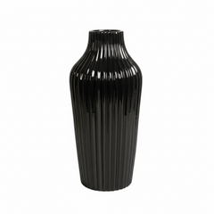 Elegant Black Glossy Vase 13 in tall