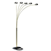 84" Tall Metal Floor Lamp with Polished Brass finish and 5 adjustable Arch Arms