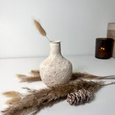 Minimalist Textured Hand-painted Ceramic Small Decorative Vase 6.5" tall - Cream wash