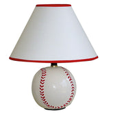 12" Tall Ceramic Table Lamp, Baseball Shaped, Linen Shade