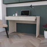 Computer Desk Two Drawers - Light Gray Finish