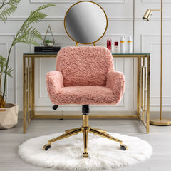 Office Chair with Golden Metal Base - Pink