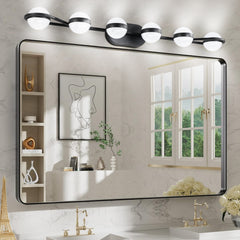 Vanity Lights With 6 LED Bulbs For Bathroom Lighting - Black