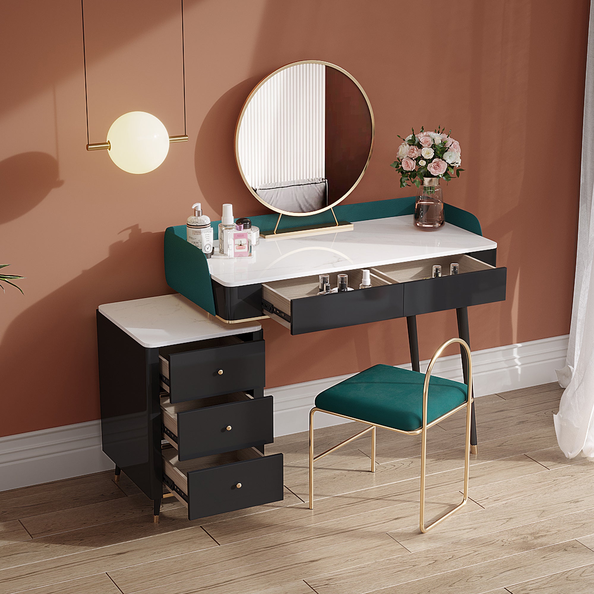 Modern Dressing Vanity Makeup Table Set - Black