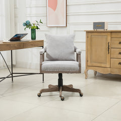 Office Chair Adjustable Swivel Chair Fabric Seat Home Study Chair - Light Gray