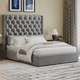 67.5' Tall Headboard Upholstered King Size Bed with Handmade Deep Button Tufted, Box Spring Needed, Velvet