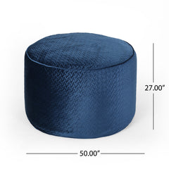 Arnside Glam 4 Foot Velvet Quilt Patterned Beanbag - Navy