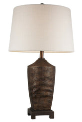 30" Tall Polyresin Table Lamp "Kayan", Bronze Rustic finish