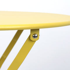 3 Pieces Patio Bistro Balcony Metal Chair Table Set Yellow