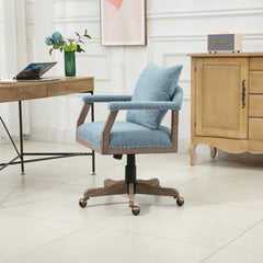 Office Chair Adjustable Swivel Chair Fabric Seat Home Study Chair - Light Blue
