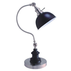 Vintage Style Desk Lamp 22"H, Black Metal Shade, Silver Base