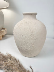 Minimalist Hand-Painted and Textured Ceramic Vase 10” tall
