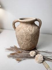 Rustic Minimalist Textured Hand-painted 10.5" tall - Light Beige wash