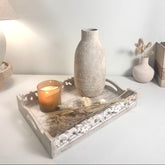 Rustic Hand-Painted/Textured Ceramic Vase 12” tall - Beige wash
