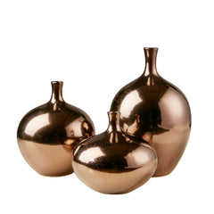 Mirrored Ceramic Decorative Vases 3-piece set - Bronze