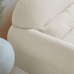 2 Piece Set Sofa Couch, Modern Teddy Fabric Loveseat & Accent chair for Living Room - Antique White