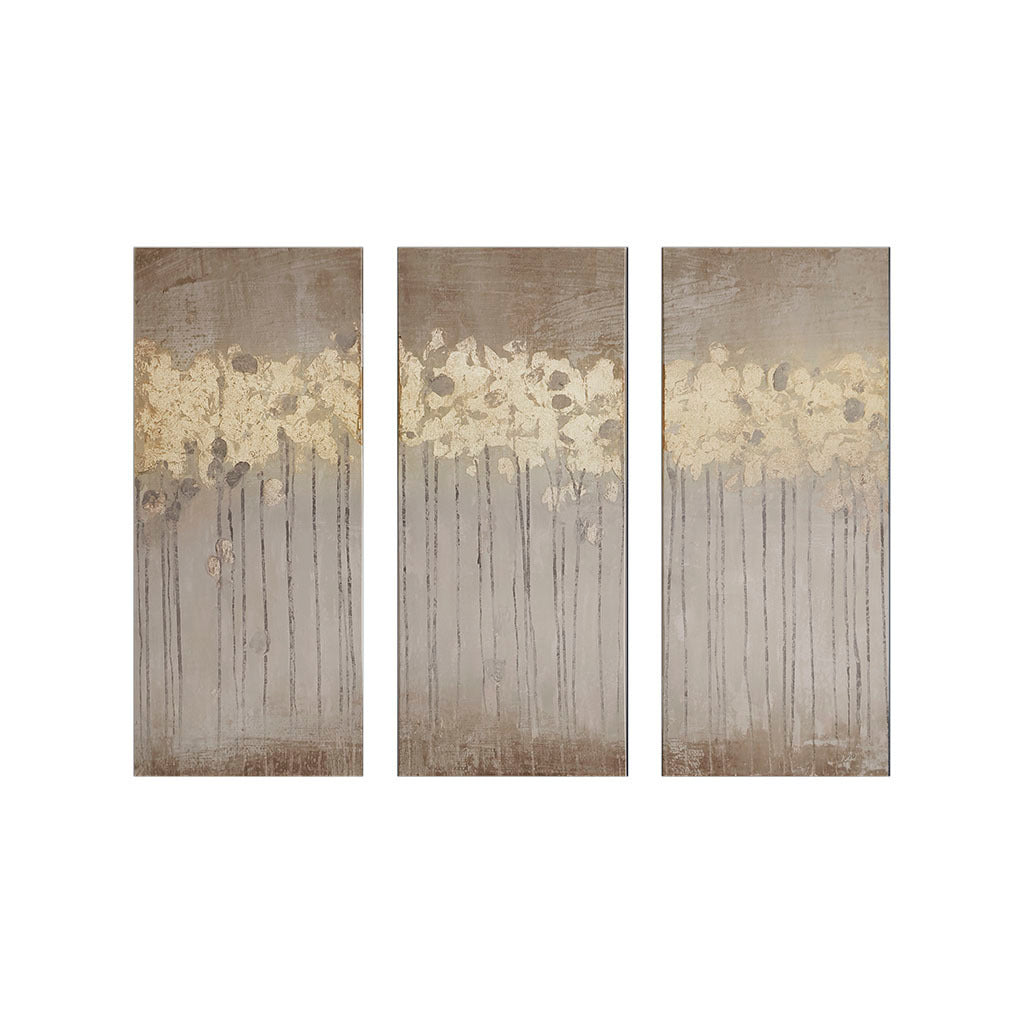 Sandy Forest Gold Foil Abstract 3-piece Canvas Wall Art Set