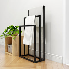 Metal Freestanding Towel Rack 3 Tiers Hand Towel Holder - Black