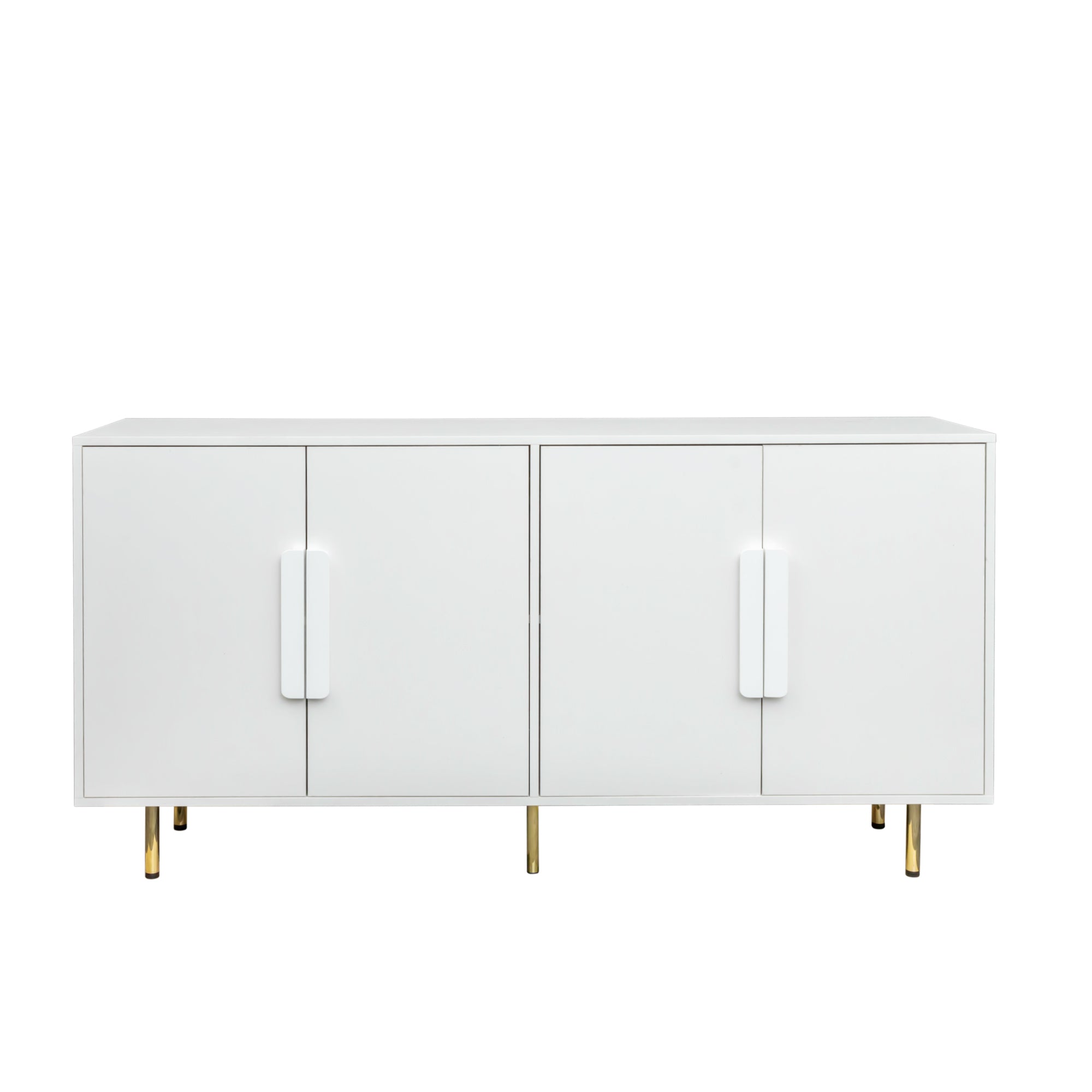 Sideboard Buffet Cabinet with Storage Modern Storage Cabinets with 4 Doors with Handle for Living Room Dining Room Entryway - White
